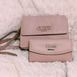 Small Guess Pink Crossbody & Matching Wallet